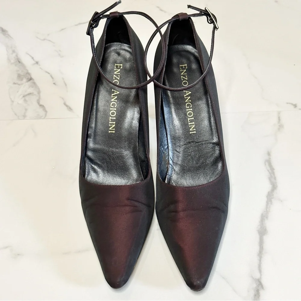 Enzo Angiolini Pump 10N Ankle Strap Pointy Toe Fabric